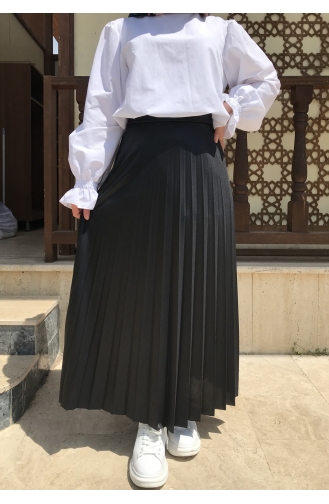 INO-M2-1244 BLACK CREPE PLEAT SKIRT