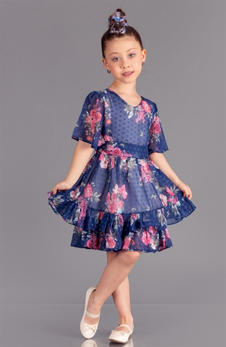 Navy Blue Children`s Dress 2004S-01