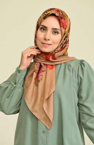 Elmina Desenli Pamuk Esarp 0773-02 Vizon