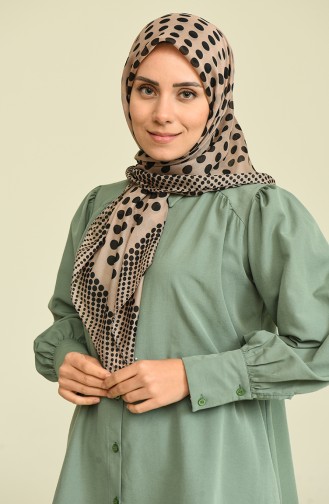 Elmina Desenli Pamuk Esarp 0774-02 Vizon
