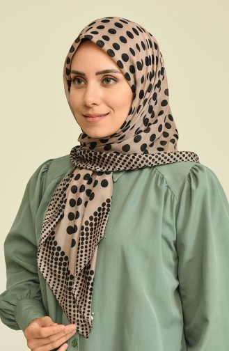 Elmina Desenli Pamuk Esarp 0774-02 Vizon