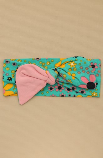 Çiçek Desenli Bandana NB70 Yeşil Pembe