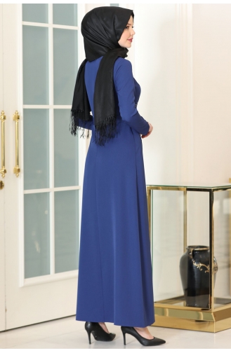 Indigo Hijab Evening Dress 1028-02