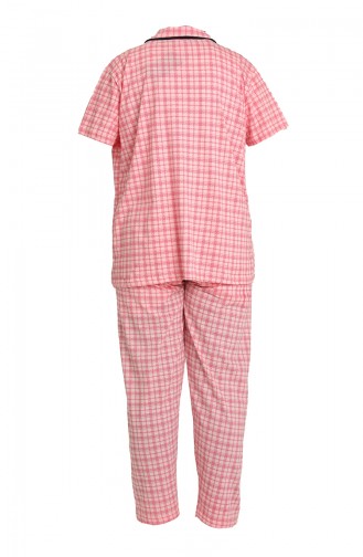 Akbeniz Kadın Pamuklu Cepli Kısa Kol Büyük Beden Pijama Takım 202126 Pembe