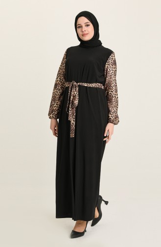Schwarz Hijab Kleider 80131B-01