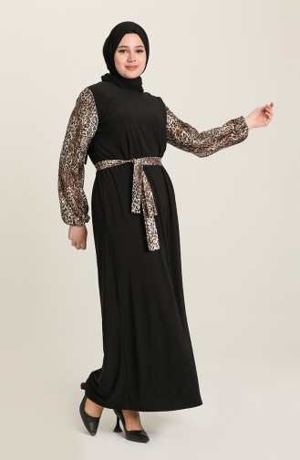 Schwarz Hijab Kleider 80131C-01