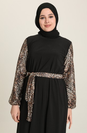Schwarz Hijab Kleider 80131C-01