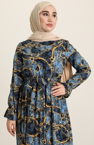 Blau Hijab Kleider 5007-02