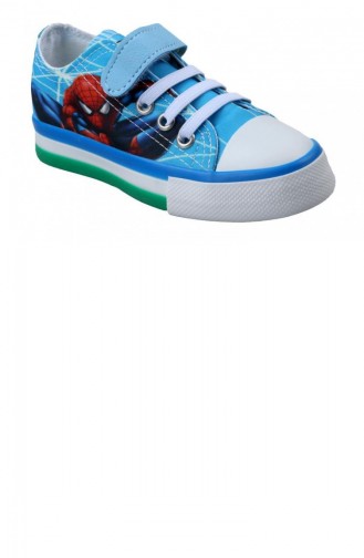 Papuçcity 02082 Unisex Çocuk Işıklı Keten Konvers Spor Ayakkabı Mavi