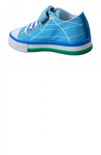 Papuçcity 02082 Unisex Çocuk Işıklı Keten Konvers Spor Ayakkabı Mavi
