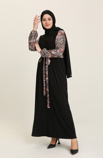 Schwarz Hijab Kleider 80131-01