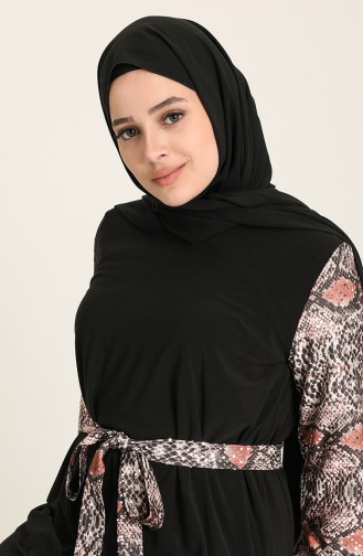 Schwarz Hijab Kleider 80131-01