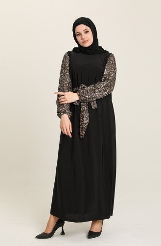 Schwarz Hijab Kleider 80131A-01
