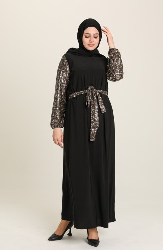 Schwarz Hijab Kleider 80131A-01