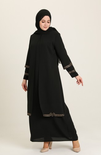 Schwarz Hijab-Abendkleider 4000-04