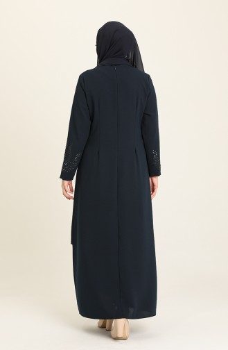 Dunkelblau Hijab-Abendkleider 4002-02