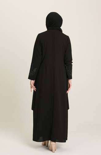 Black Hijab Evening Dress 4002-04