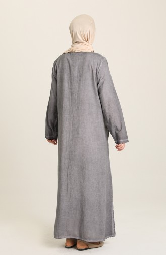 Grau Hijab Kleider 8787-01
