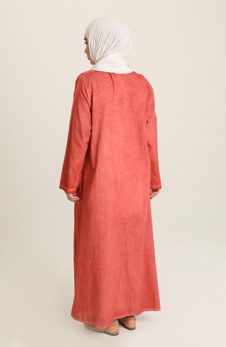 Brick Red Hijab Dress 8787-02