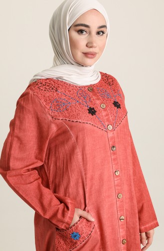 Brick Red Hijab Dress 8787-02