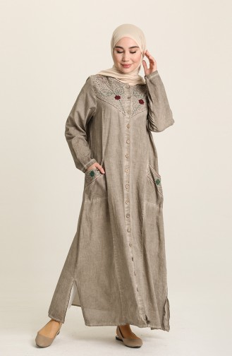 Beige Hijab Dress 8787-03