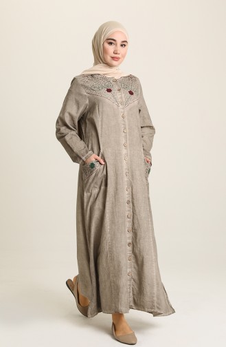 Beige Hijab Dress 8787-03