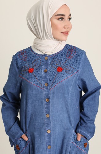 Şile Bezi Elbise 8787-04 İndigo