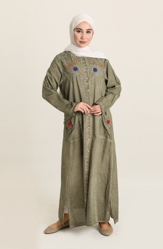 Şile Bezi Elbise 8787-05 Haki