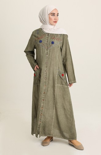 Şile Bezi Elbise 8787-05 Haki