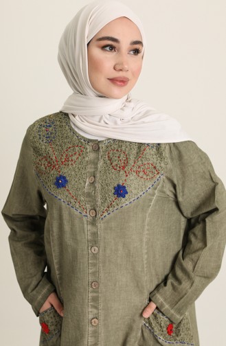Şile Bezi Elbise 8787-05 Haki