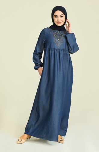 Navy Blue Hijab Dress 0300-01