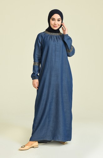 Navy Blue Hijab Dress 9311-01