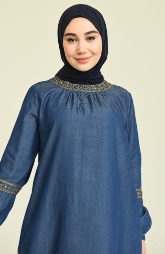 Dunkelblau Hijab Kleider 9311-01
