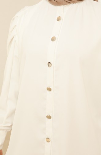 Düğmeli Gömlek 2338-02 Beyaz