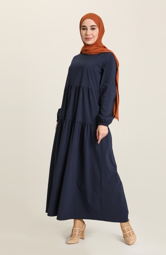 Dunkelblau Hijab Kleider 1765-02