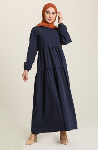 Dark Navy Blue Hijab Dress 1765-02