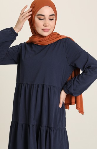 Dark Navy Blue Hijab Dress 1765-02