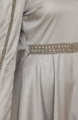 Gray Hijab Evening Dress 13435