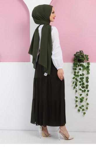 Fırfırlı Şifon Etek 10784 Haki