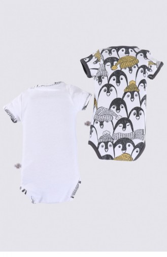 Weiß Babybekleidung für Neugeborene 044.Beyaz-Antrasit
