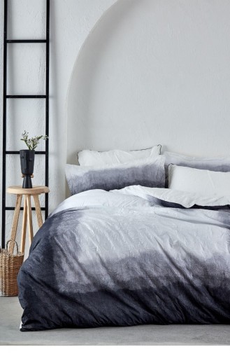 Ecocotton Alin Çift Kişilik Nevresim Takımı Pamuk Ütü İstemeyen Baskılı Siyah 200X220 Cm Siyah