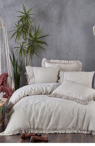 Ecocotton Miranda Çift Kişilik Nevresim Takımı Keten Bej 200X220 Cm Bej