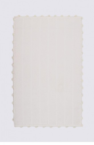 Ecocotton Kamila Banyo Paspası Organik Pamuk El Nakışlı Krem 50X80 Cm Krem