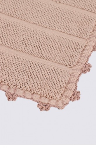 Ecocotton Kamila Banyo Paspası Organik Pamuk El Nakışlı Bej 50X80 Cm Bej