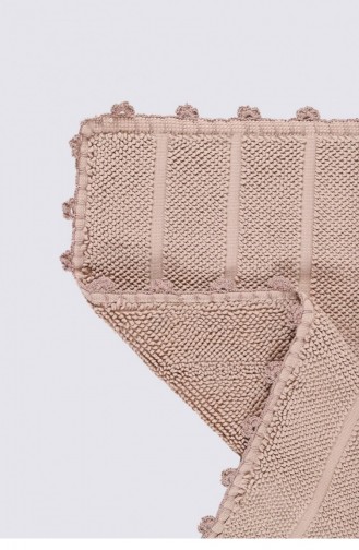 Ecocotton Kamila Banyo Paspası Organik Pamuk El Nakışlı Bej 50X80 Cm Bej