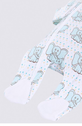 Ecocotton Borneo Bebek Tulumu Organik Pamuk Penye Baskılı Mint