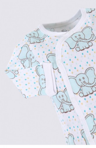 Ecocotton Borneo Bebek Tulumu Organik Pamuk Penye Baskılı Mint