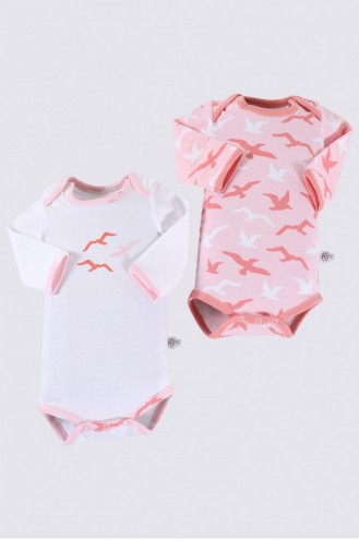 Pink Baby Bodysuit Set 043.Beyaz-Somon