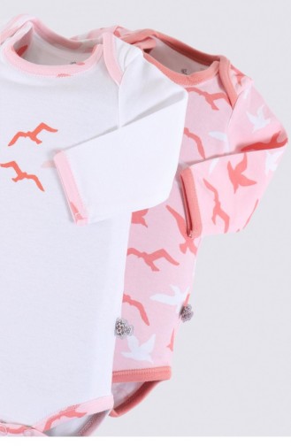 Pink Baby Bodysuit Set 043.Beyaz-Somon