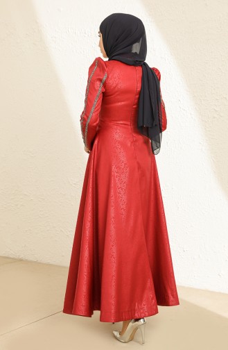 Claret Red Hijab Evening Dress 13430